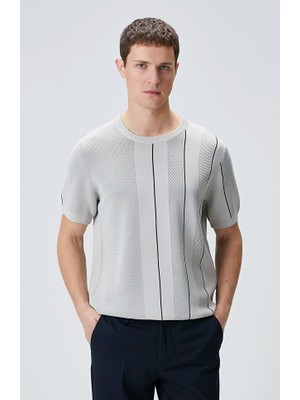 Network Stone Patterned Crew Neck Knit Sweater
