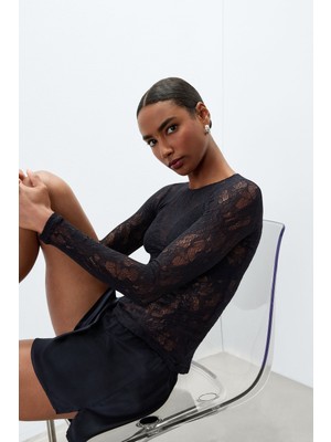 Intimissimi Long Sleeve Stretch Lace Top