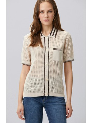 Network Beige Openwork Knit Shirt