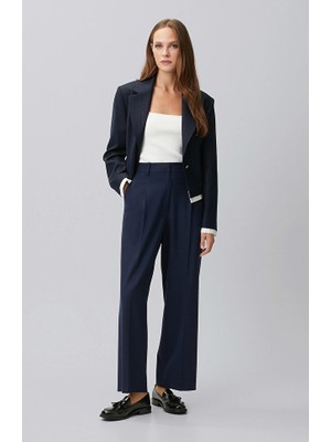 Network Navy Pleated Trousers
