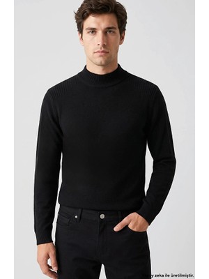 Network Black Mock Neck Knit Sweater