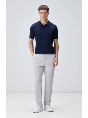 Network Grey Cuffed Hem Twill Knit Jogger Trousers