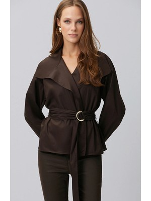 Network Brown Knit Collar Shirt