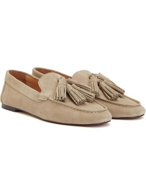 Divarese Dıvarese Stone Tasseled Women's Suede Loafers