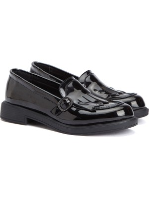 Divarese Dıvarese Black Tassel Detail Buckled Women's Loafers
