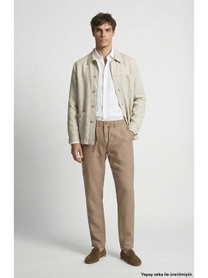 Network Beige Linen Trousers