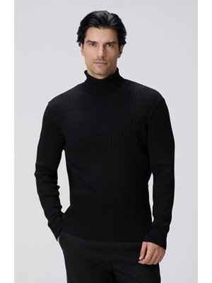 Network Black Turtleneck Knit Sweater