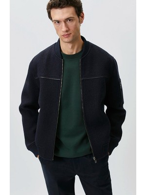 Network Navy Wool Bomber Jacket