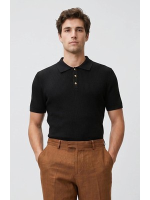 Network Black Patterned Rayon Knit Sweater