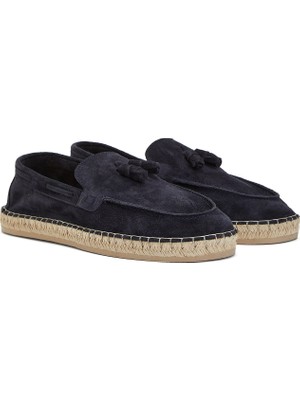 George Hogg Men's Navy Tassel-Detail Leather Espadrilles