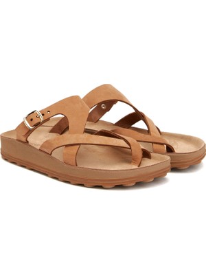 Divarese Dıvarese Tan Women's Leather Slides