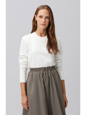 Network White Crew Neck Basic Sweatshirt