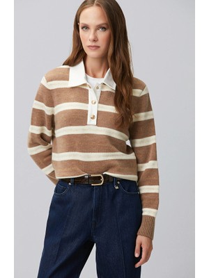 Network Limited Camel Wool Blend Metallic Knit Sweater