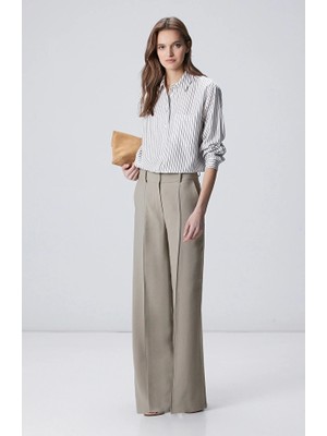 Network Mink Pintuck Detail Wide-Leg Trousers