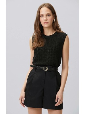 Network Black Wide Openwork Knit Sweater