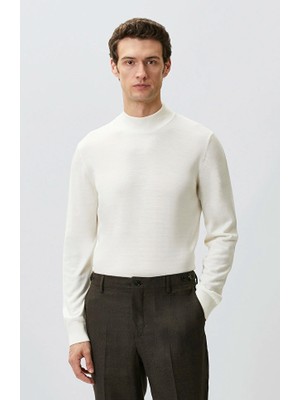 Network Off-White Mock Neck Wool Blend Knit Sweater