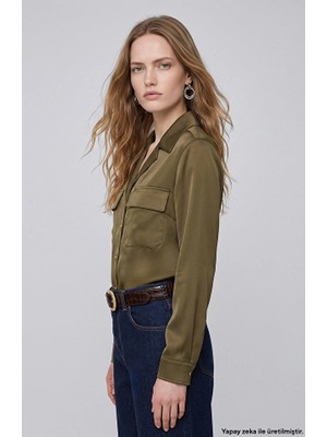Network Khaki Double Pocket Satin Shirt
