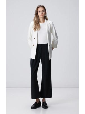 Network Black Wide Leg Elastic Waist Trousers