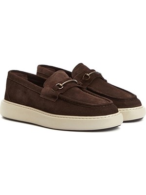 Network Brown Buckle Detail Men's Suede Loafer