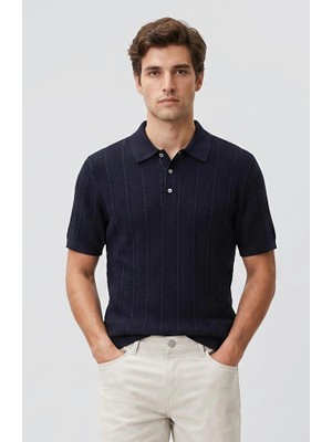 Network Navy Wool Blend Polo Knit Sweater