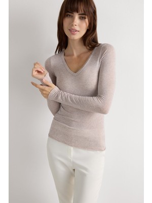 Intimissimi Cashmere Blend Ultralight Modal V-Neck Sweater
