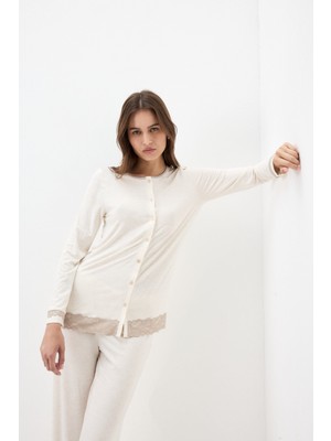 Intimissimi Button-Front Modal Long Pajamas With Lace