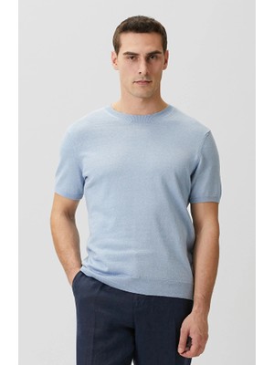 Network Blue Linen Blend Knit Sweater