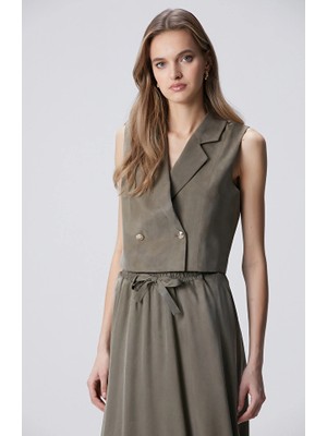Network Khaki Double-Breasted Cupro Vest