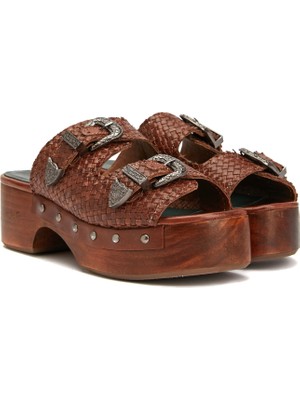 George Hogg Tan Women's Leather Slides