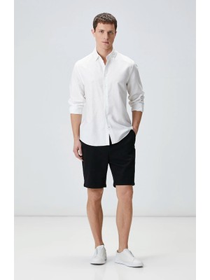 Network Slim Fit Black Garment Dyed Twill Chino Shorts
