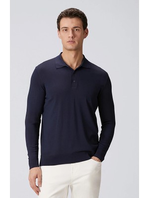 Network Navy Polo Collar Sweater
