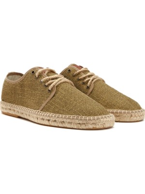 Divarese Dıvarese Khaki Canvas Men's Lace-Up Espadrilles