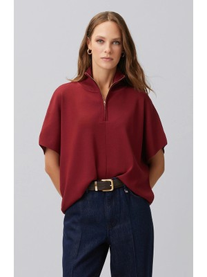 Network Burgundy Relaxed Fit Knit Sweater