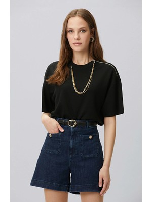 Network Black Chain Collar Detail T-Shirt