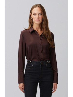 Network Plum Wide Cuff Satin Shirt