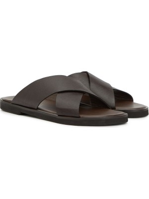 George Hogg Brown Leather Casual Comfort Slides