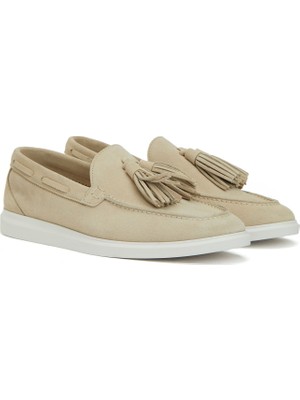 Divarese Dıvarese Beige Tasseled Women's Suede Loafers