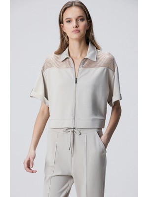 Network Stone Mesh Trim Modal Blend Sweatshirt