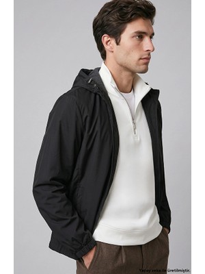 Network Black Hooded Jersey Lined Jacket