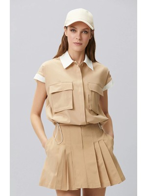 Network Beige N-Tech Gathered Waist Detail Overshirt