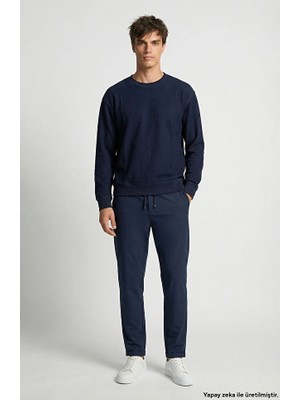 Network Navy Twill Pattern Sweatpants