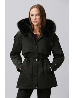 Network Black Hooded Coat