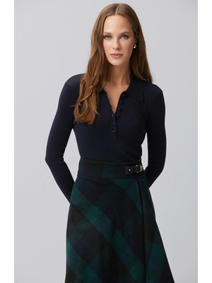 Network Navy Polo Collar Knit Sweater