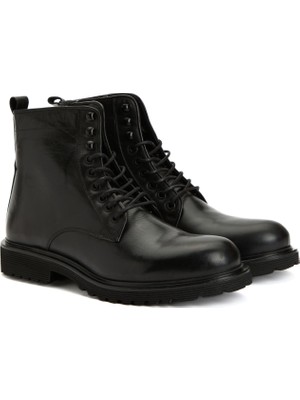 Divarese Dıvarese Black Men's Leather Combat Boots