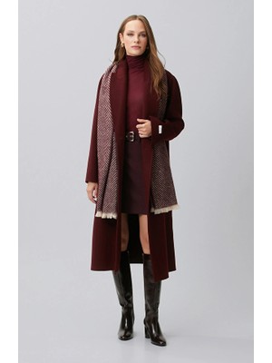 Network Limited Burgundy Cashmere And Wool Blend Coat