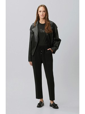Network Black Elastic Waist Trousers