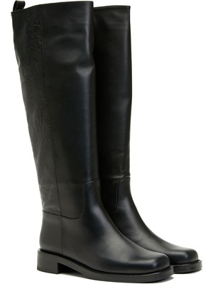 George Hogg Black Women's Square Toe Leather Tall Boots
