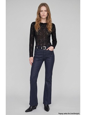 Network Dark Navy Coated Flare Fit Jeans