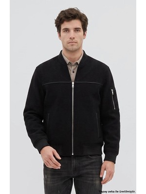 Network Black Wool Bomber Jacket