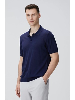Network Limited Navy Silk Blend Knit Sweater